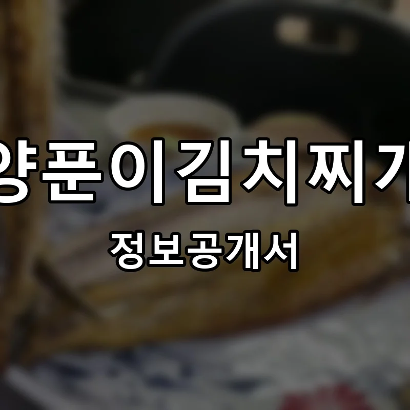 양푼이김치찌개 프랜차이즈 창업 비용 정보공개서 요약