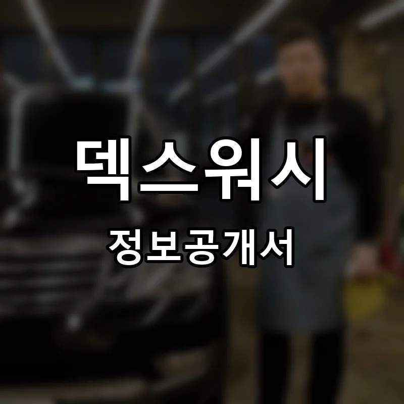 덱스워시 프랜차이즈 창업 비용 정보공개서 요약
