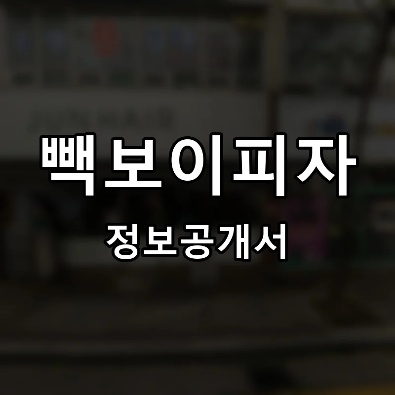 빽보이피자 프랜차이즈 창업 비용 정보공개서 요약