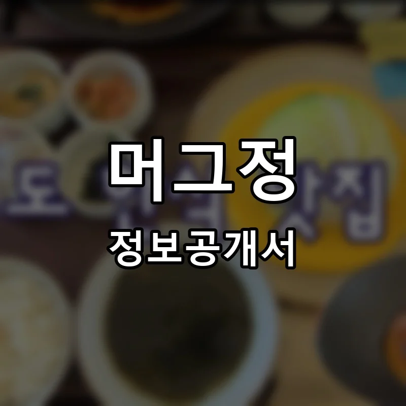 머그정 프랜차이즈 창업 비용 정보공개서 요약