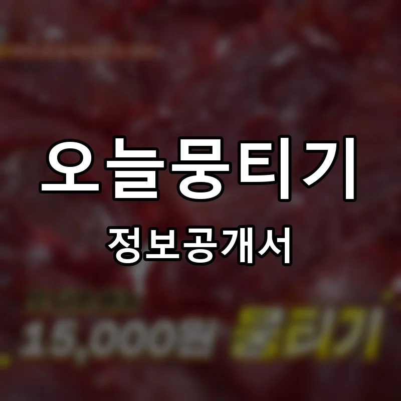 오늘뭉티기 프랜차이즈 창업 비용 정보공개서 요약