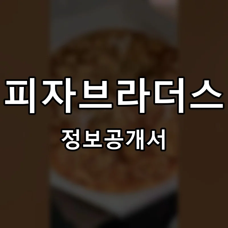 피자브라더스 프랜차이즈 정보공개서