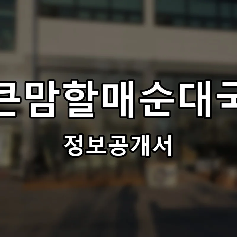 큰맘할매순대국 프랜차이즈 창업 비용 정보공개서 요약