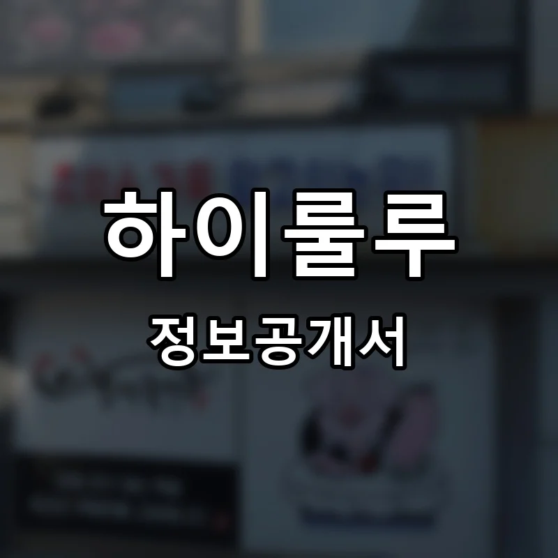 하이룰루 프랜차이즈 창업 비용 정보공개서 요약