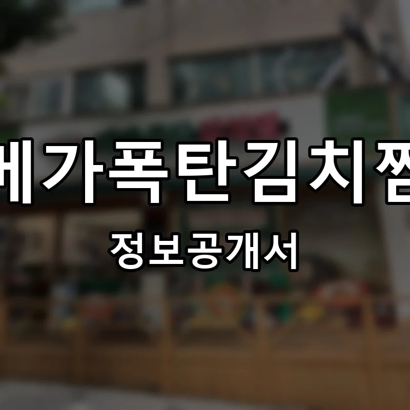 메가폭탄김치찜 창업 프랜차이즈 정보공개서 요약 2026.05.12