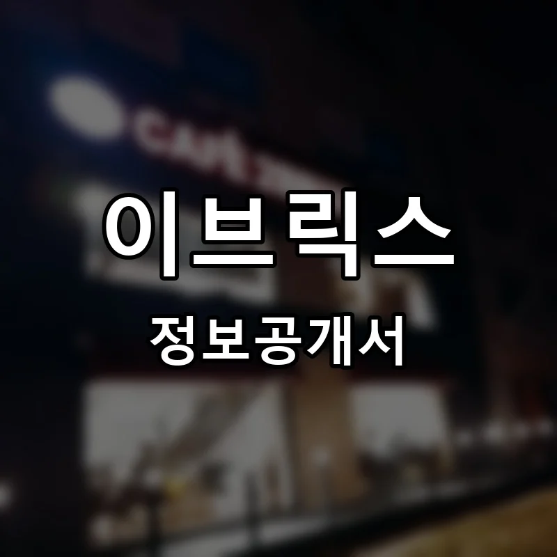 이브릭스 창업 프랜차이즈 정보공개서 요약 2026.05.13