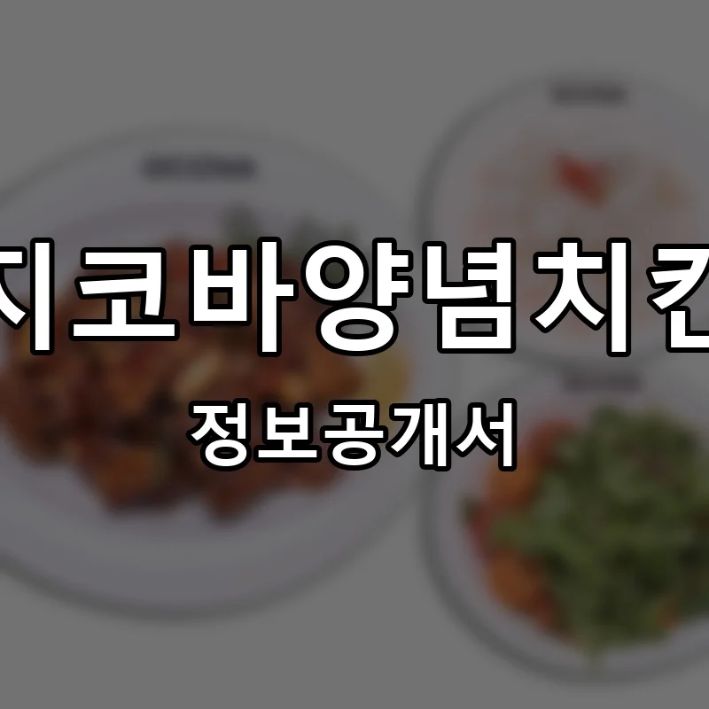지코바양념치킨 프랜차이즈 창업 비용 정보공개서 요약