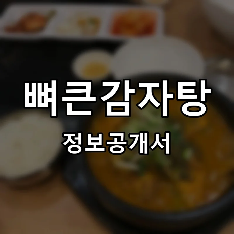 뼈큰감자탕 프랜차이즈 창업 비용 정보공개서 요약