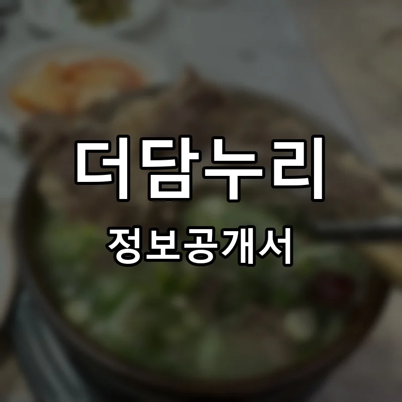 더담누리 프랜차이즈 창업 비용 정보공개서 요약
