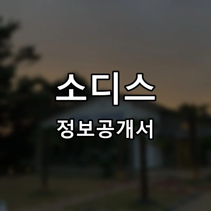 소디스 프랜차이즈 창업 비용 정보공개서 요약