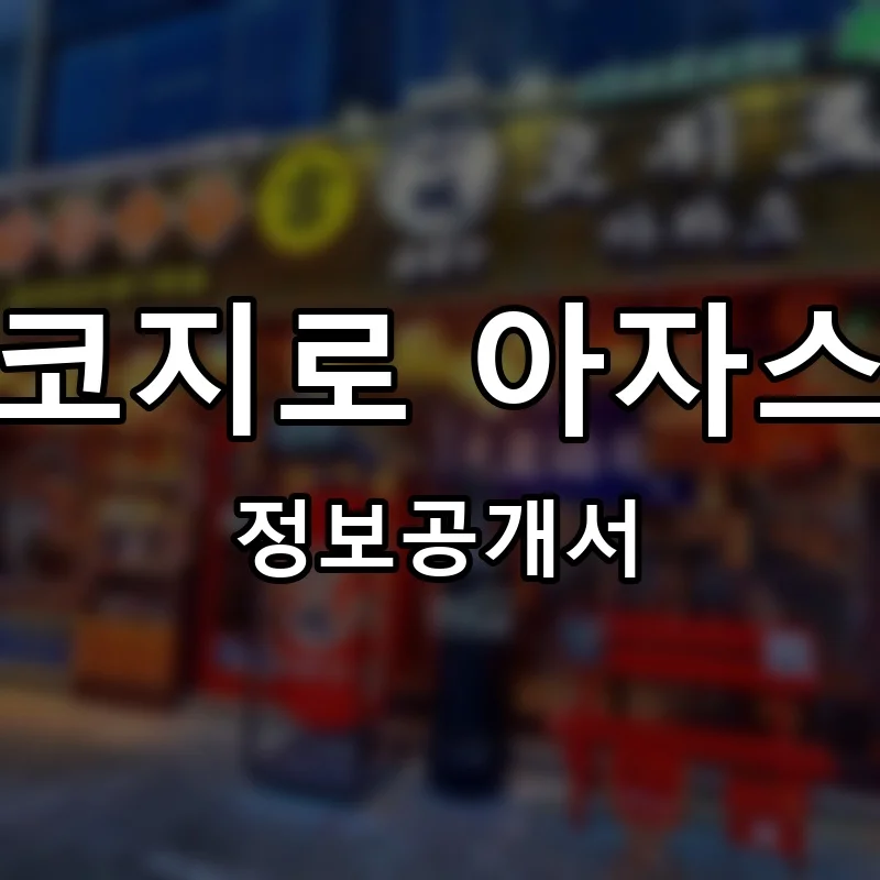코지로 아자스 프랜차이즈 창업 비용 정보공개서 요약