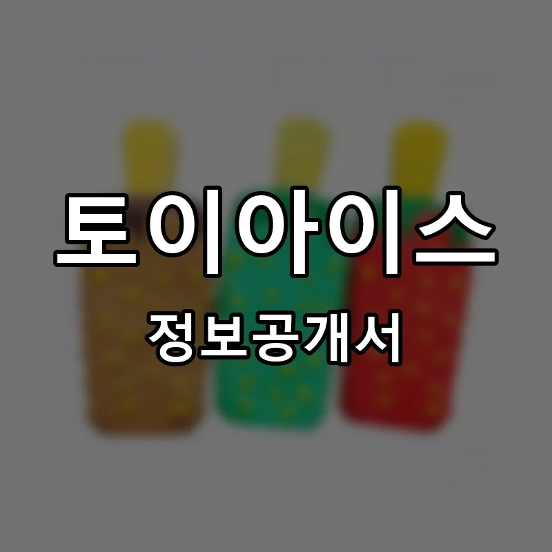 토이아이스 프랜차이즈 정보공개서