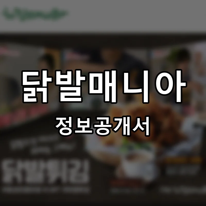 닭발매니아 프랜차이즈 창업 비용 정보공개서 요약