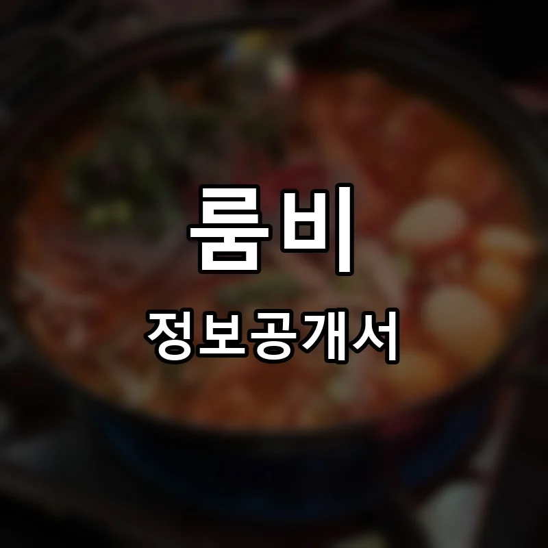 룸비 창업 프랜차이즈 정보공개서 요약 2026.05.26