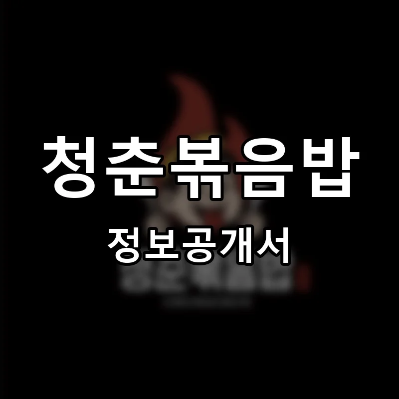 청춘볶음밥 프랜차이즈 창업 비용 정보공개서 요약