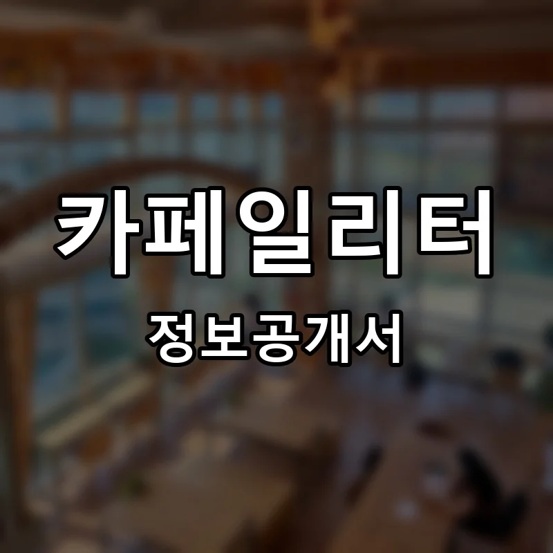 카페일리터 프랜차이즈 창업 비용 정보공개서 요약