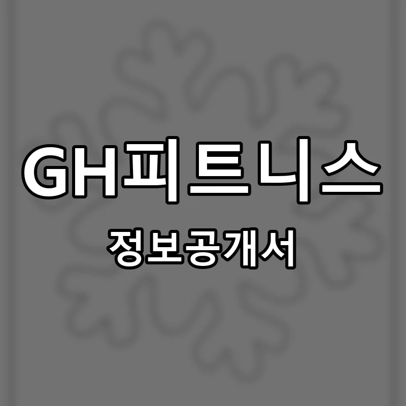 GH피트니스 창업 프랜차이즈 정보공개서 요약 2026.01.28