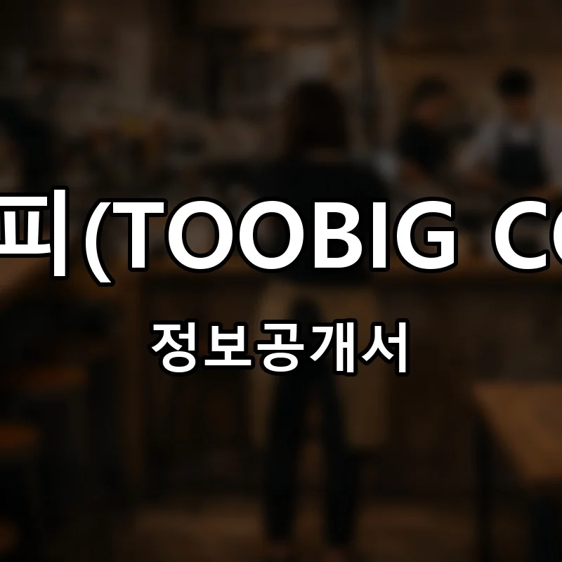 투빅커피(TOOBIG COFFEE) 프랜차이즈 창업 비용 정보공개서 요약