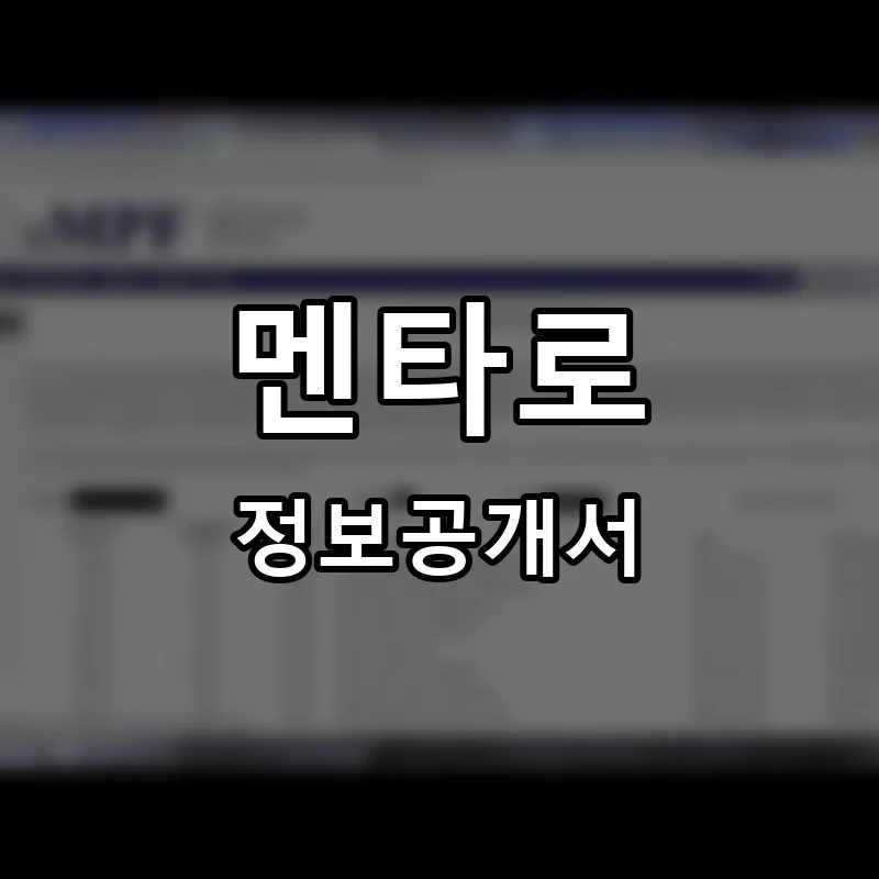 멘타로 프랜차이즈 창업 비용 정보공개서 요약