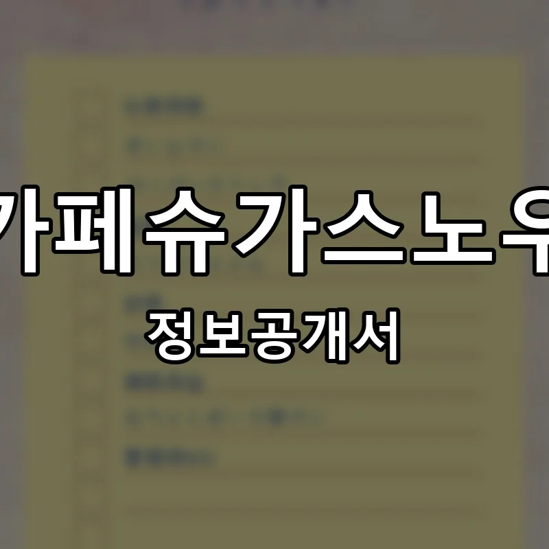 카페슈가스노우 프랜차이즈 창업 비용 정보공개서 요약