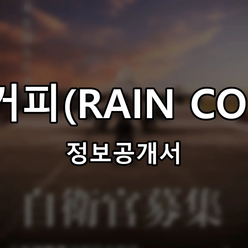 레인커피(RAIN COFFEE) 프랜차이즈 창업 비용 정보공개서 요약
