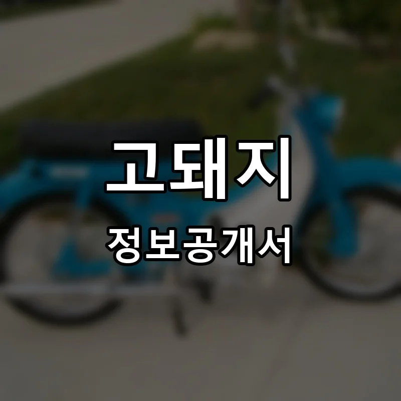 고돼지 프랜차이즈 창업 비용 정보공개서 요약