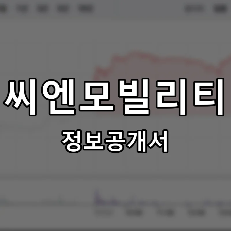 씨엔모빌리티 프랜차이즈 창업 비용 정보공개서 요약
