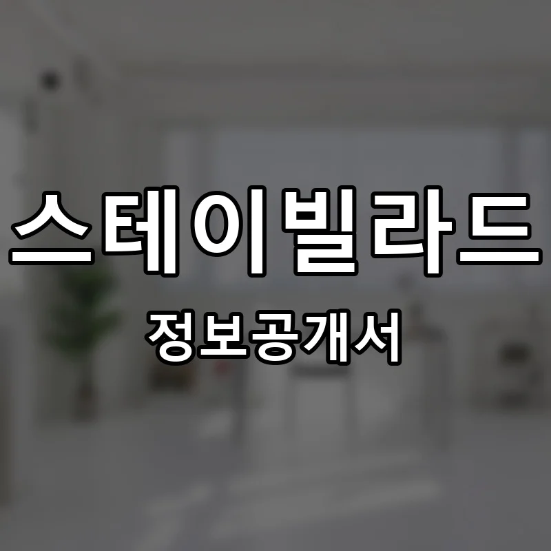 스테이빌라드 프랜차이즈 창업 비용 정보공개서 요약