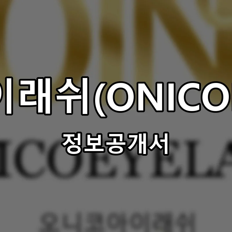 오니코아이래쉬(ONICOEYELASH) 프랜차이즈 창업 비용 정보공개서 요약