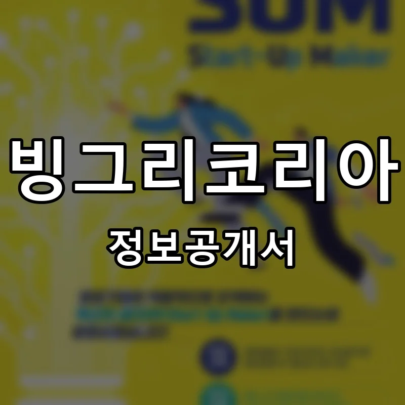 빙그리코리아 프랜차이즈 창업 비용 정보공개서 요약