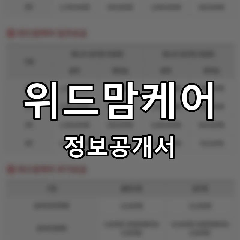 위드맘케어 프랜차이즈 창업 비용 정보공개서 요약
