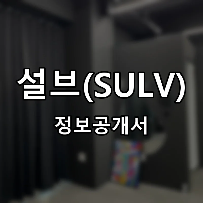 설브(SULV) 프랜차이즈 창업 비용 정보공개서 요약