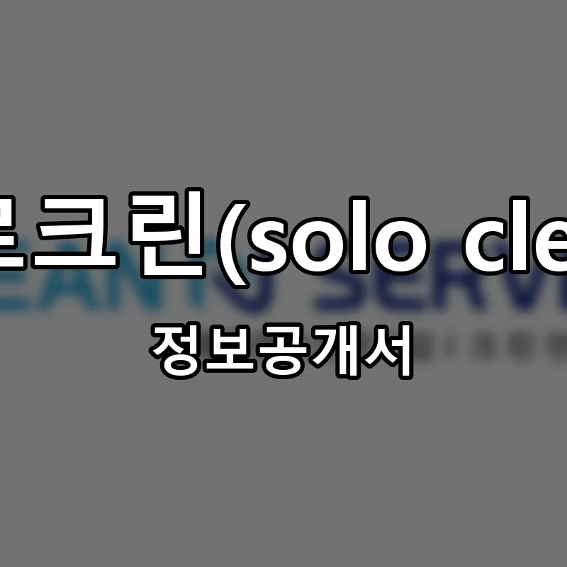 솔로크린(solo clean) 프랜차이즈 창업 비용 정보공개서 요약