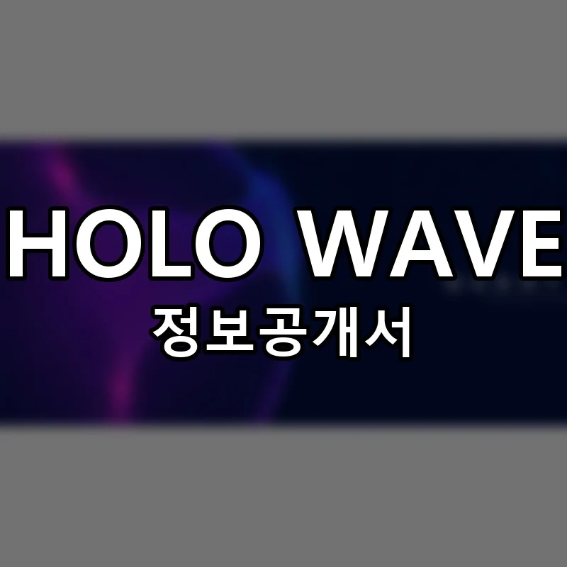 HOLO WAVE 창업 프랜차이즈 정보공개서 요약 2026.03.25