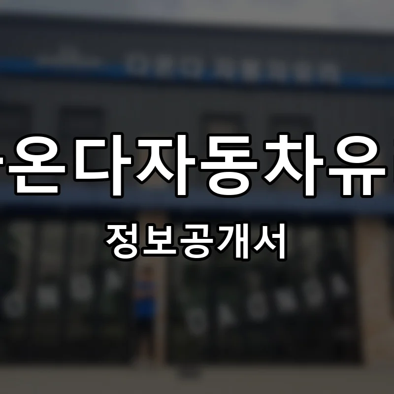 다온다자동차유리 프랜차이즈 창업 비용 정보공개서 요약