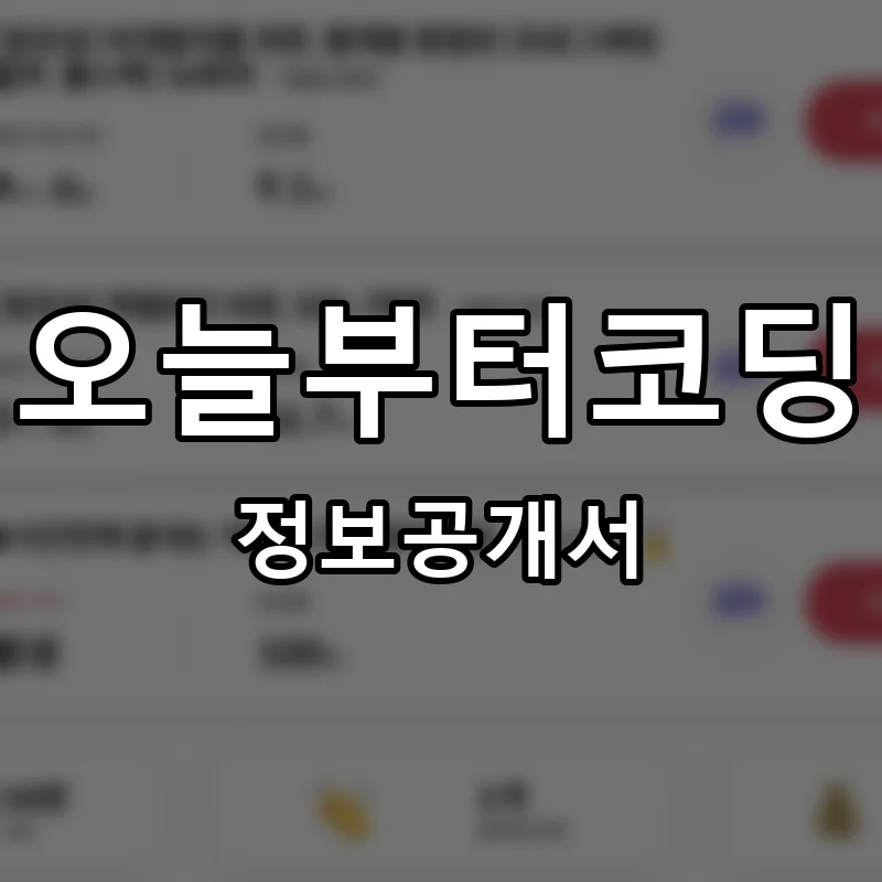 오늘부터코딩 프랜차이즈 창업 비용 정보공개서 요약