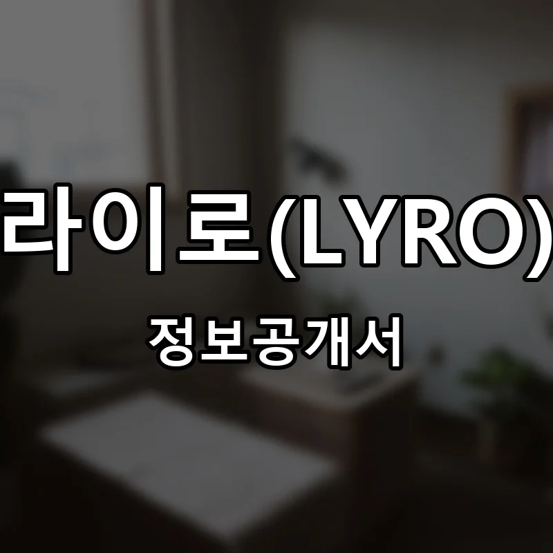 라이로(LYRO) 프랜차이즈 창업 비용 정보공개서 요약