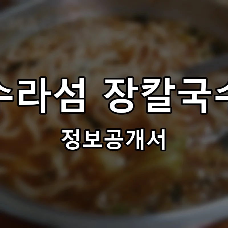 수라섬 장칼국수 프랜차이즈 창업 비용 정보공개서 요약