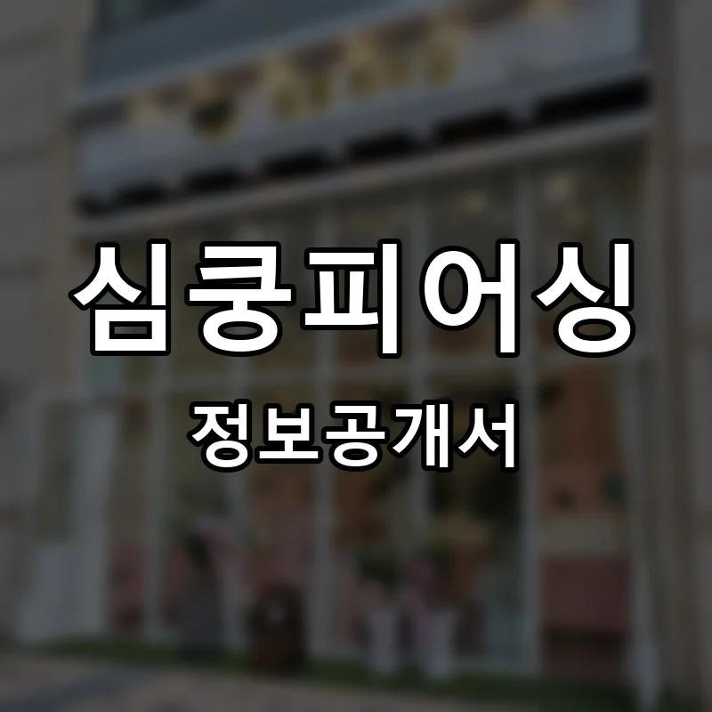 심쿵피어싱 프랜차이즈 창업 비용 정보공개서 요약