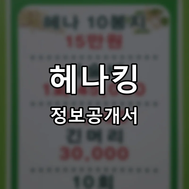 헤나킹 프랜차이즈 창업 비용 정보공개서 요약