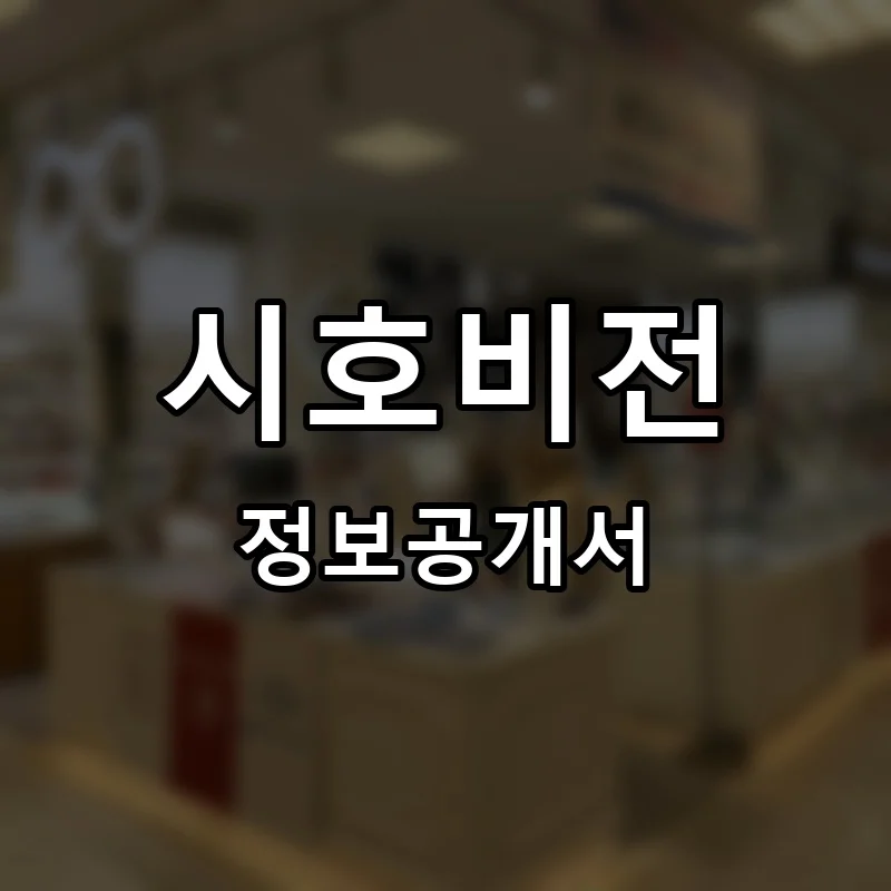 시호비전 프랜차이즈 창업 비용 정보공개서 요약