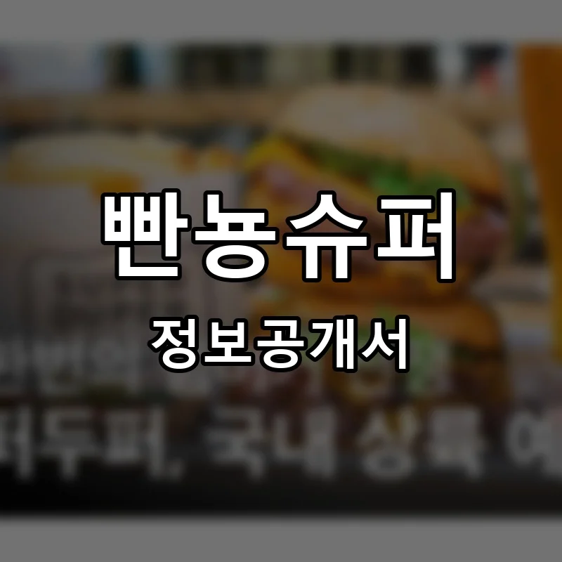 빤뇽슈퍼 프랜차이즈 창업 비용 정보공개서 요약