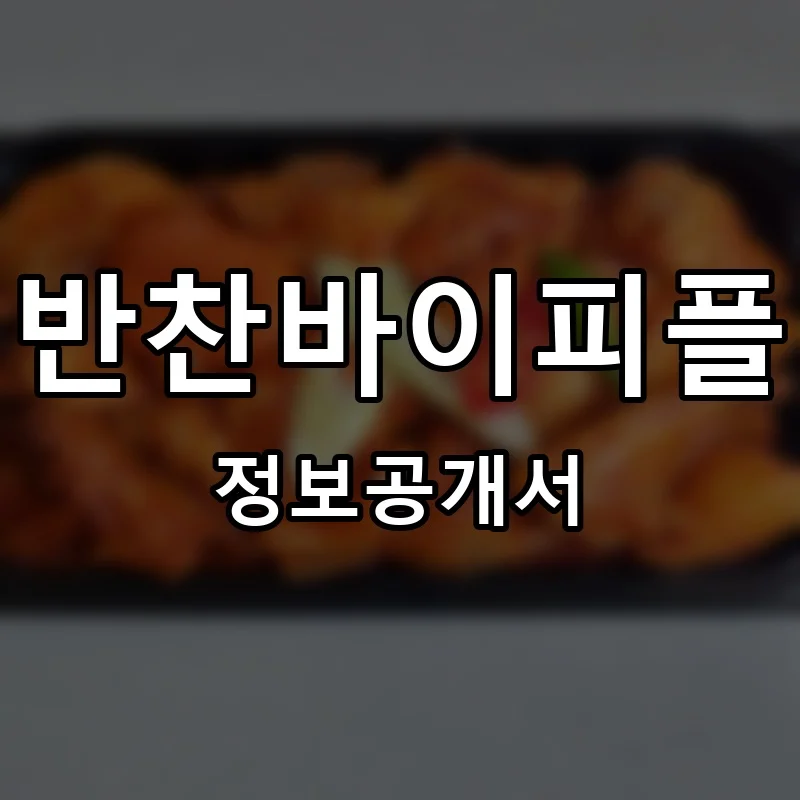 반찬바이피플 프랜차이즈 정보공개서
