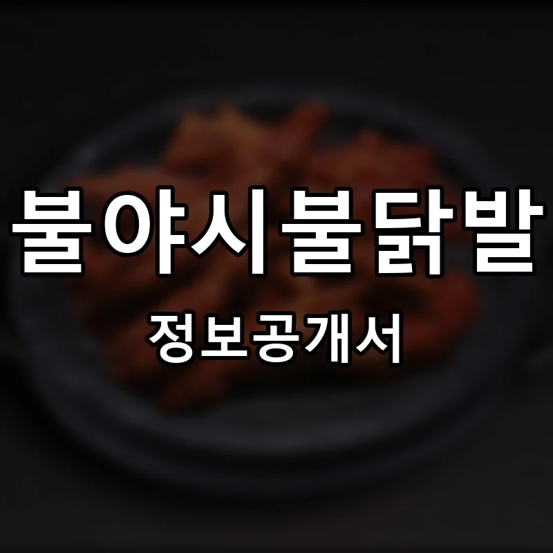 불야시불닭발 프랜차이즈 창업 비용 정보공개서 요약