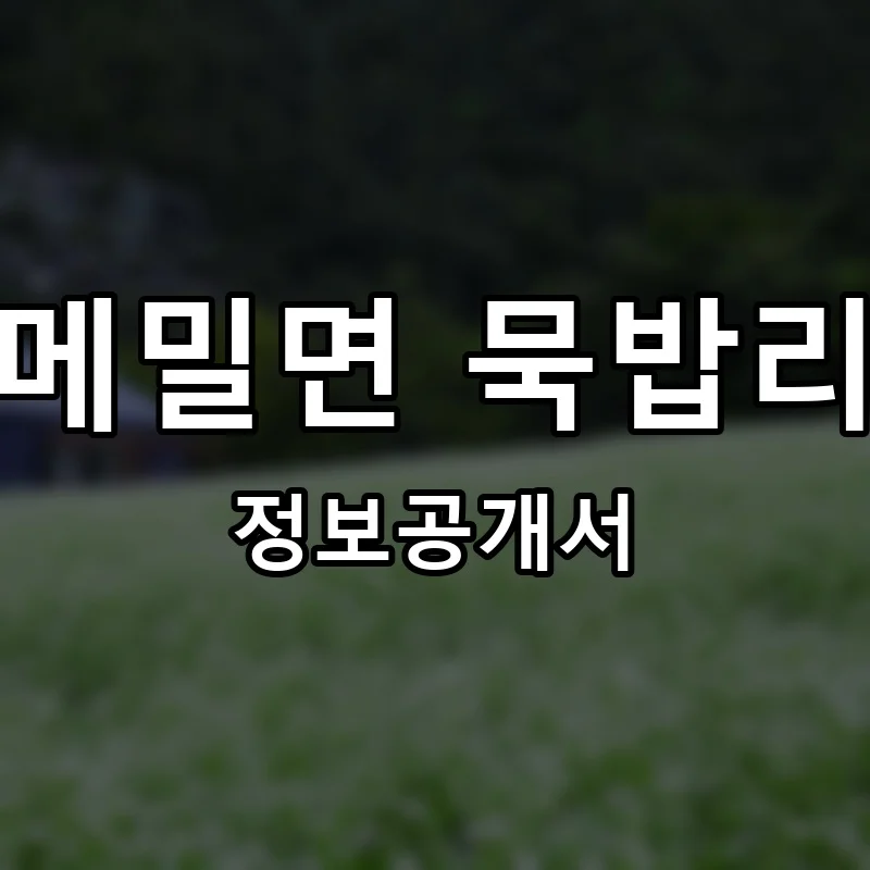 메밀면 묵밥리 프랜차이즈 창업 비용 정보공개서 요약