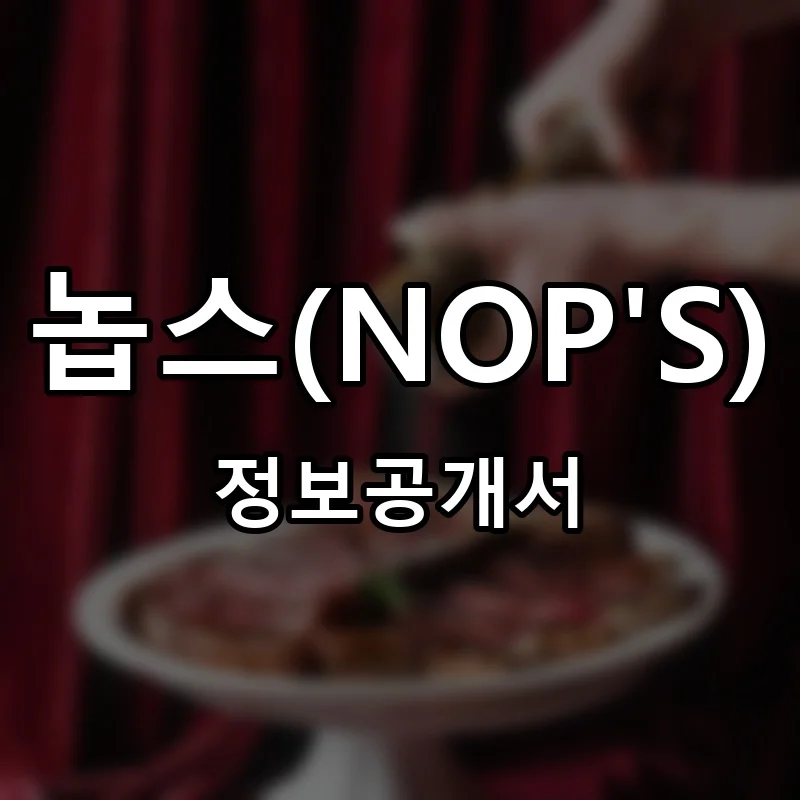 놉스(NOP'S) 프랜차이즈 창업 비용 정보공개서 요약