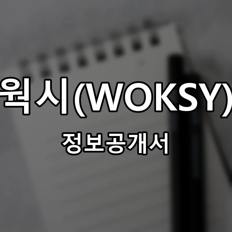 웍시(WOKSY) 프랜차이즈 창업 비용 정보공개서 요약