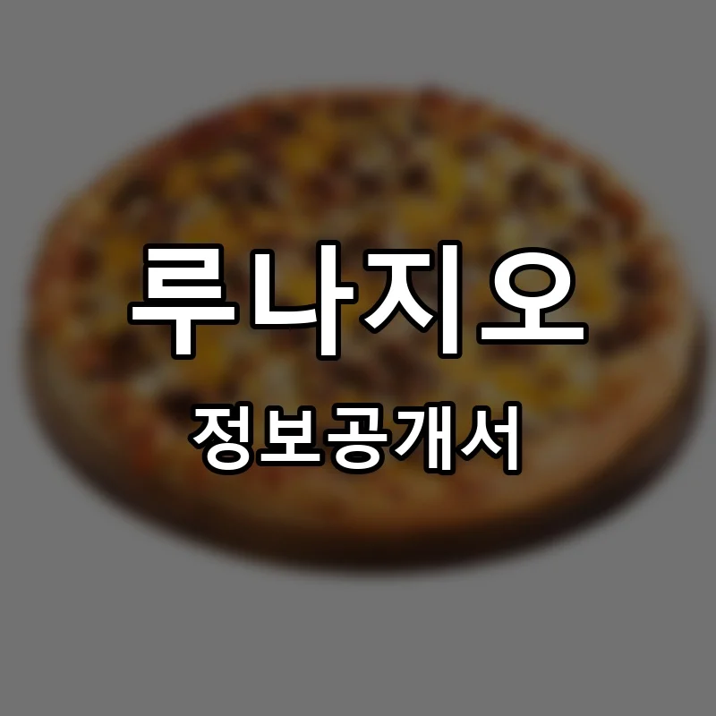 루나지오 프랜차이즈 창업 비용 정보공개서 요약