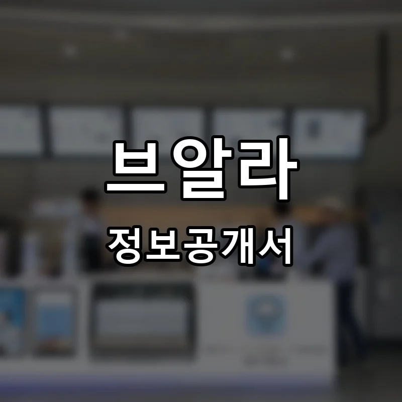 브알라 창업 프랜차이즈 정보공개서 요약 2026.06.25