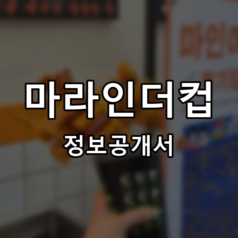 마라인더컵 창업 프랜차이즈 정보공개서 요약 2026.06.18